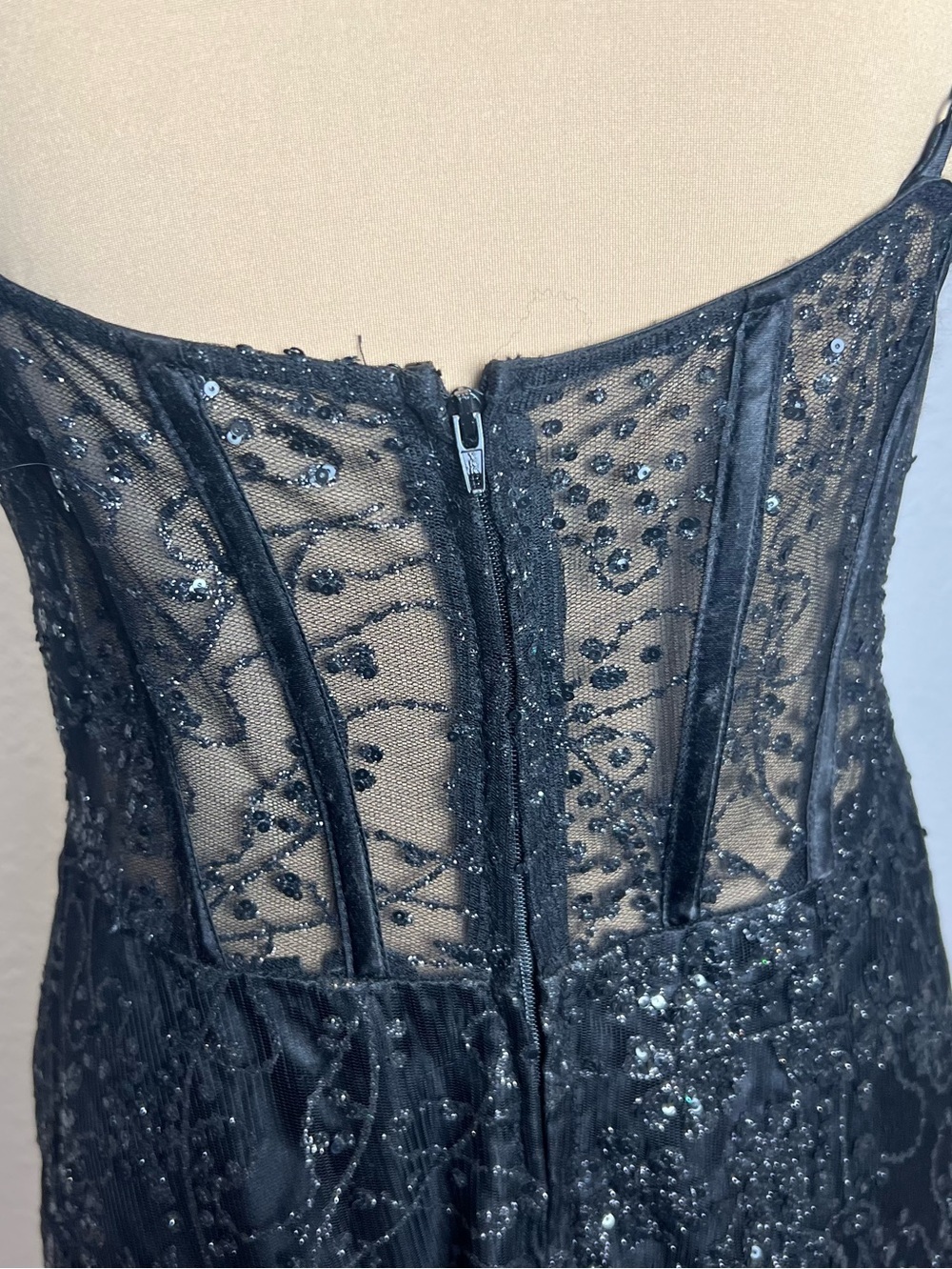 Windsor Black Lace Corset Dress Size 11 Cocktail Formal - Picture 6 of 17